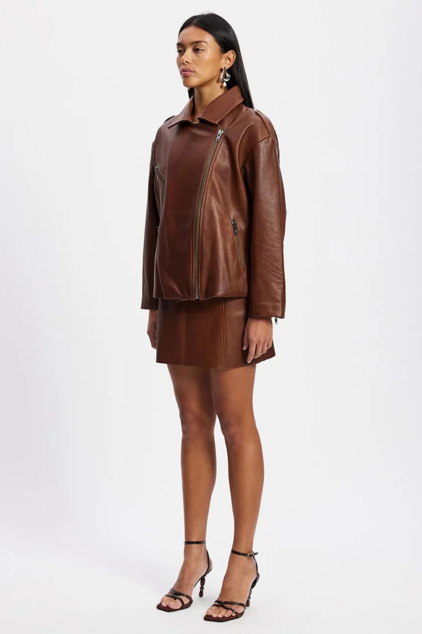 New Yorker Oversized Motor Jacket – Vintage Chocolate Leather