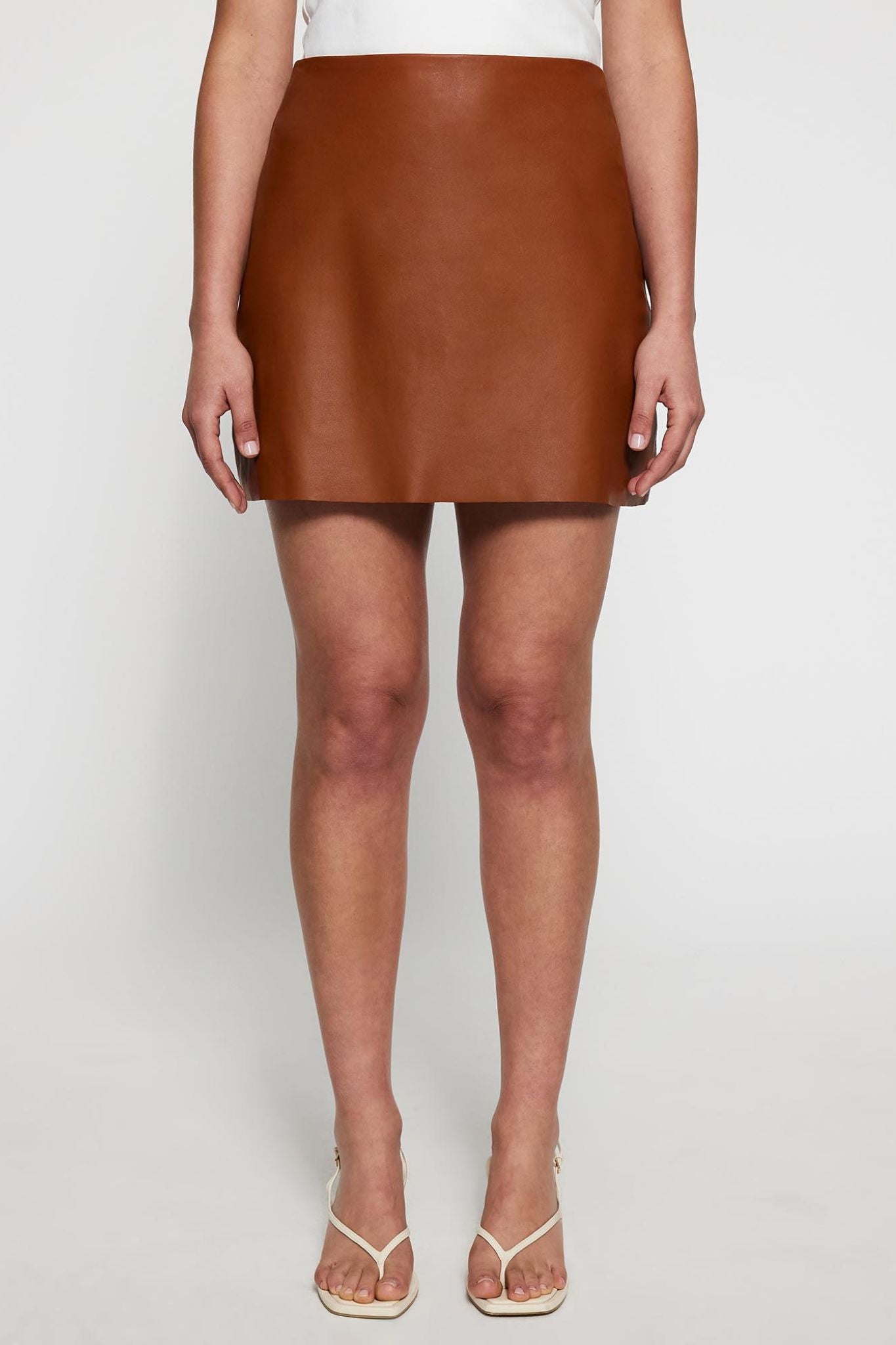 Rockefeller A-line Leather Skirt Orche Leather