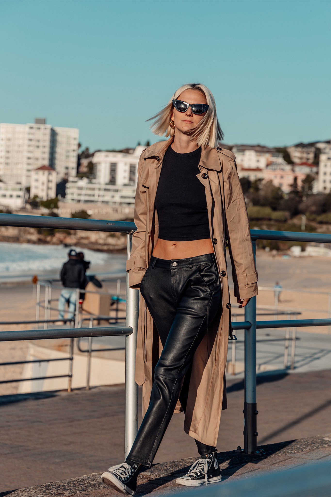 The Bondi Slouch Pant Black Stretch Leather