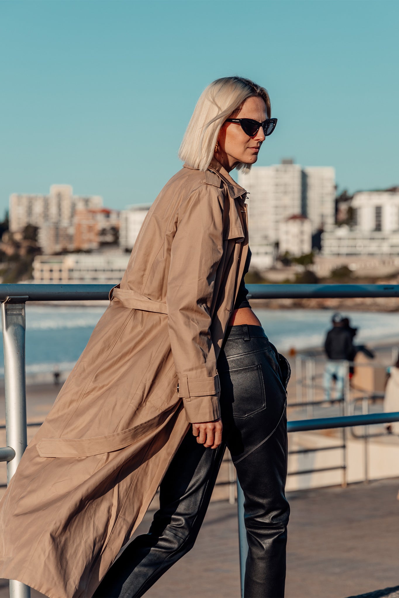 The Bondi Slouch Pant Black Stretch Leather