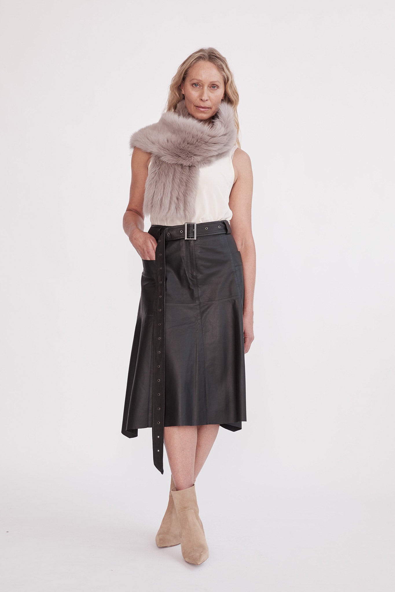 Hudson High-Rise Skirt Black Leather - SAMPLE