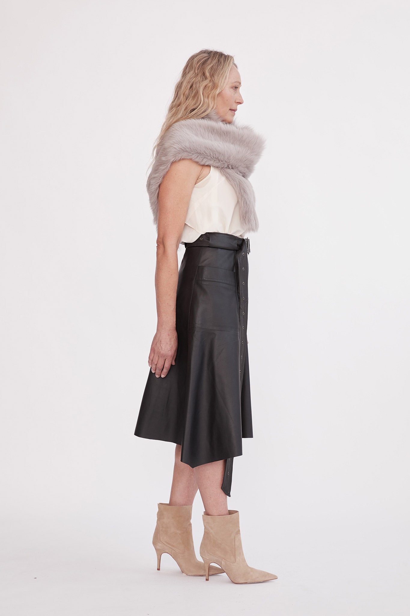 Hudson High-Rise Skirt Black Leather - SAMPLE