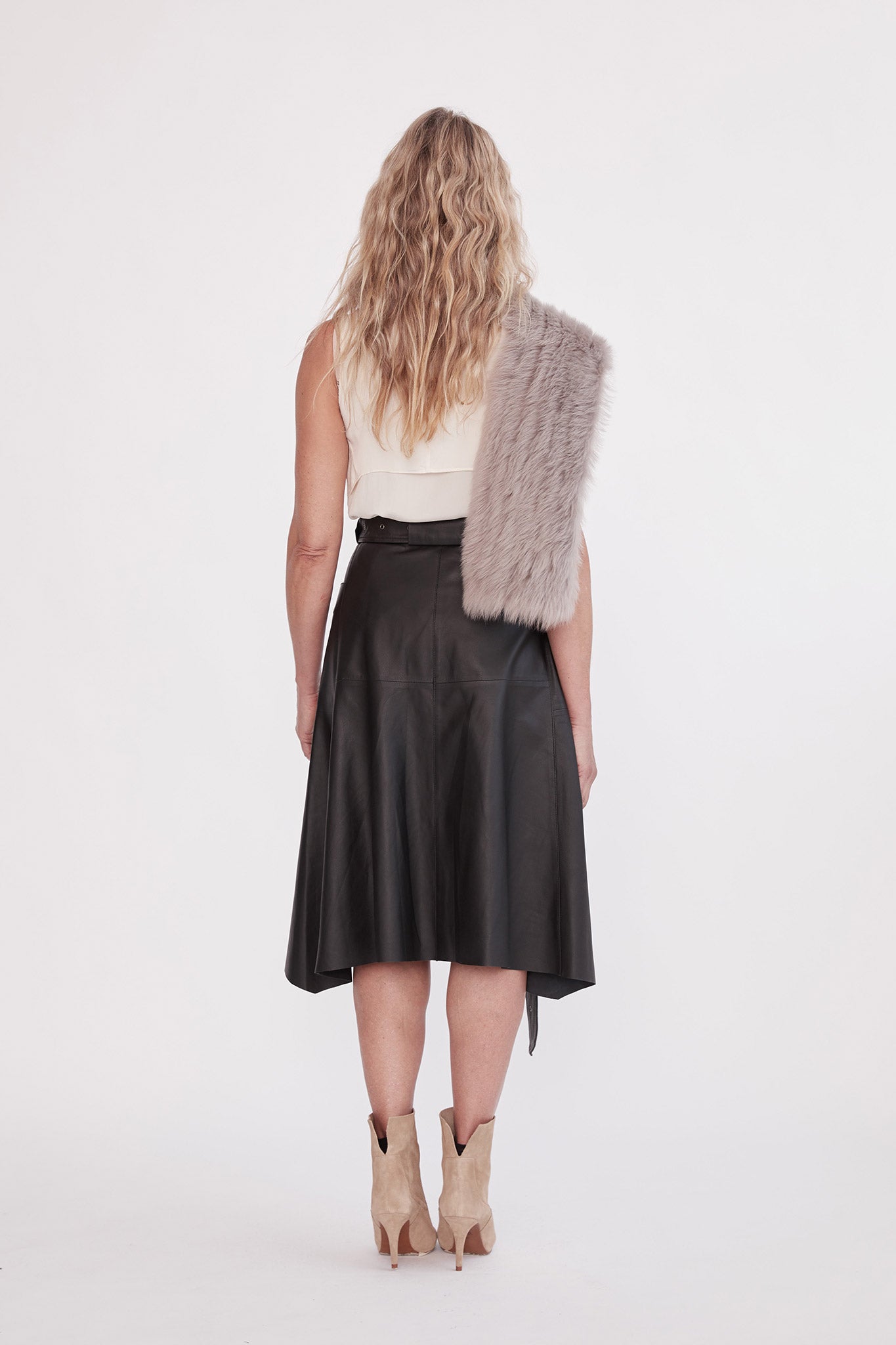Hudson High-Rise Skirt Black Leather - SAMPLE