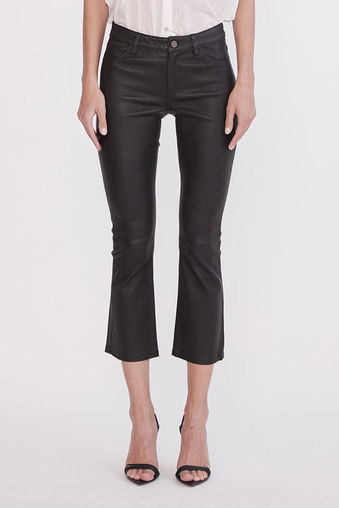 Midtown Kick Flare Pant Black Stretch Leather - SAMPLE