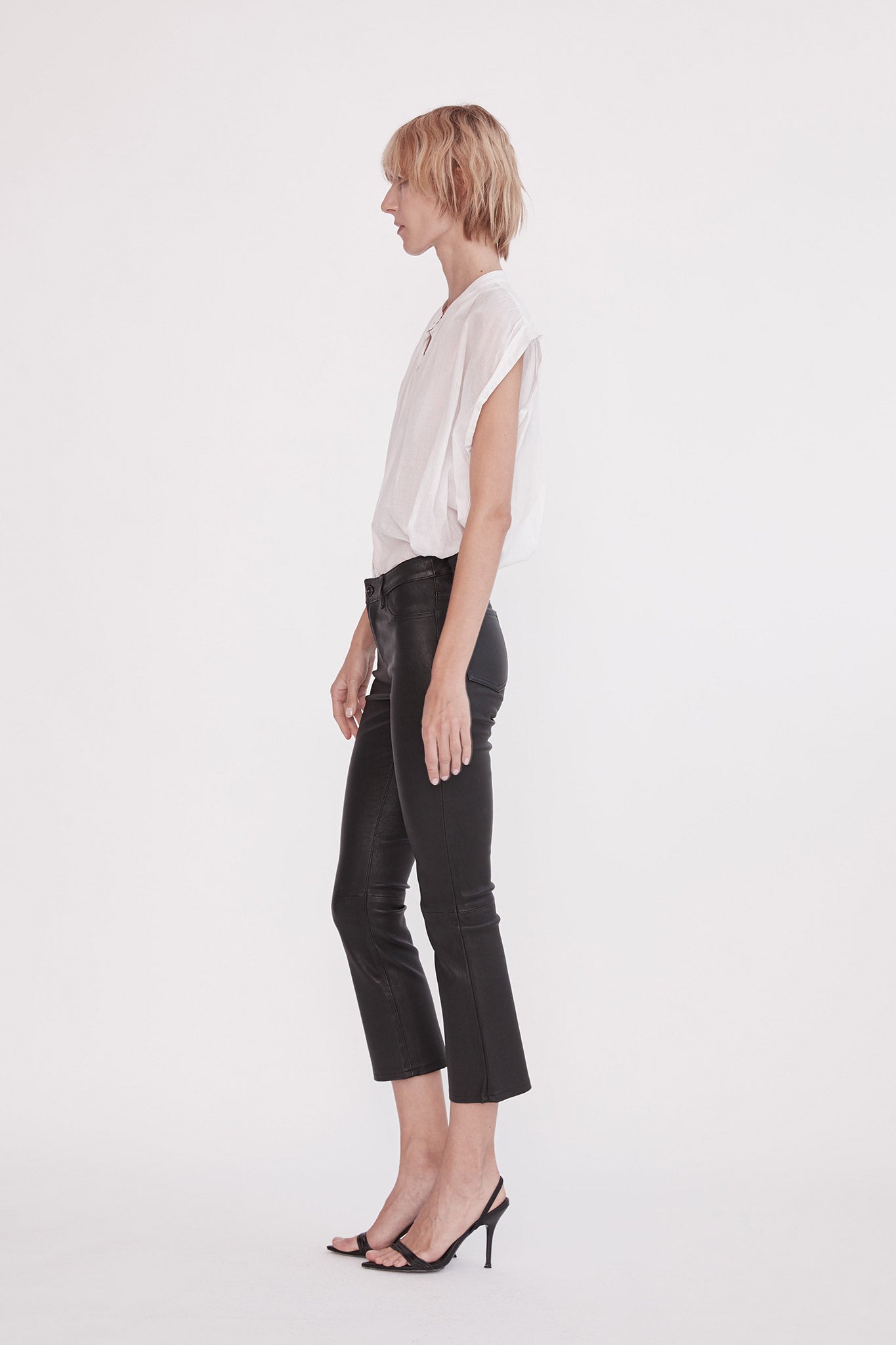 Midtown Kick Flare Pant Black Stretch Leather - SAMPLE