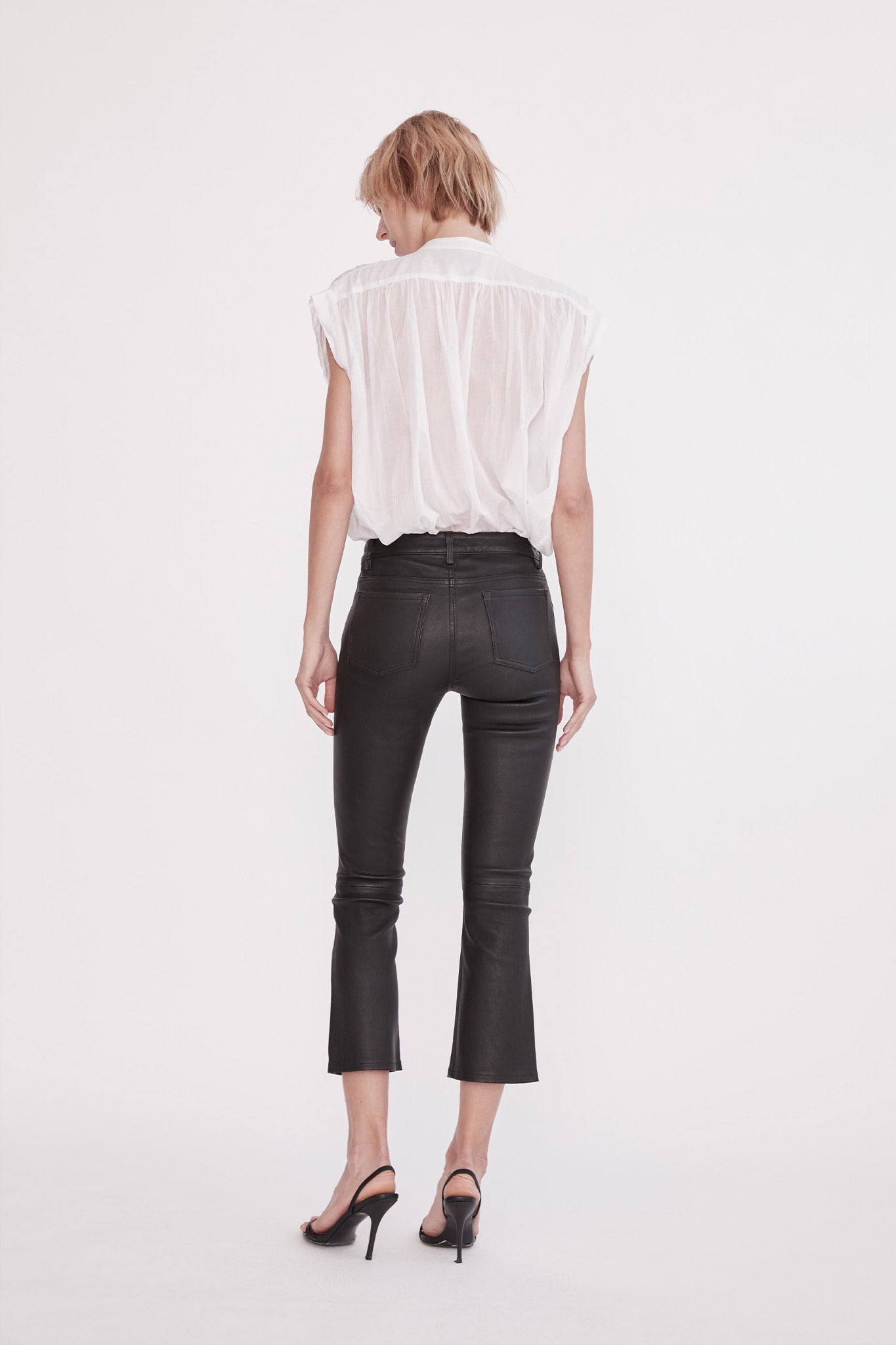 Midtown Kick Flare Pant Black Stretch Leather - SAMPLE