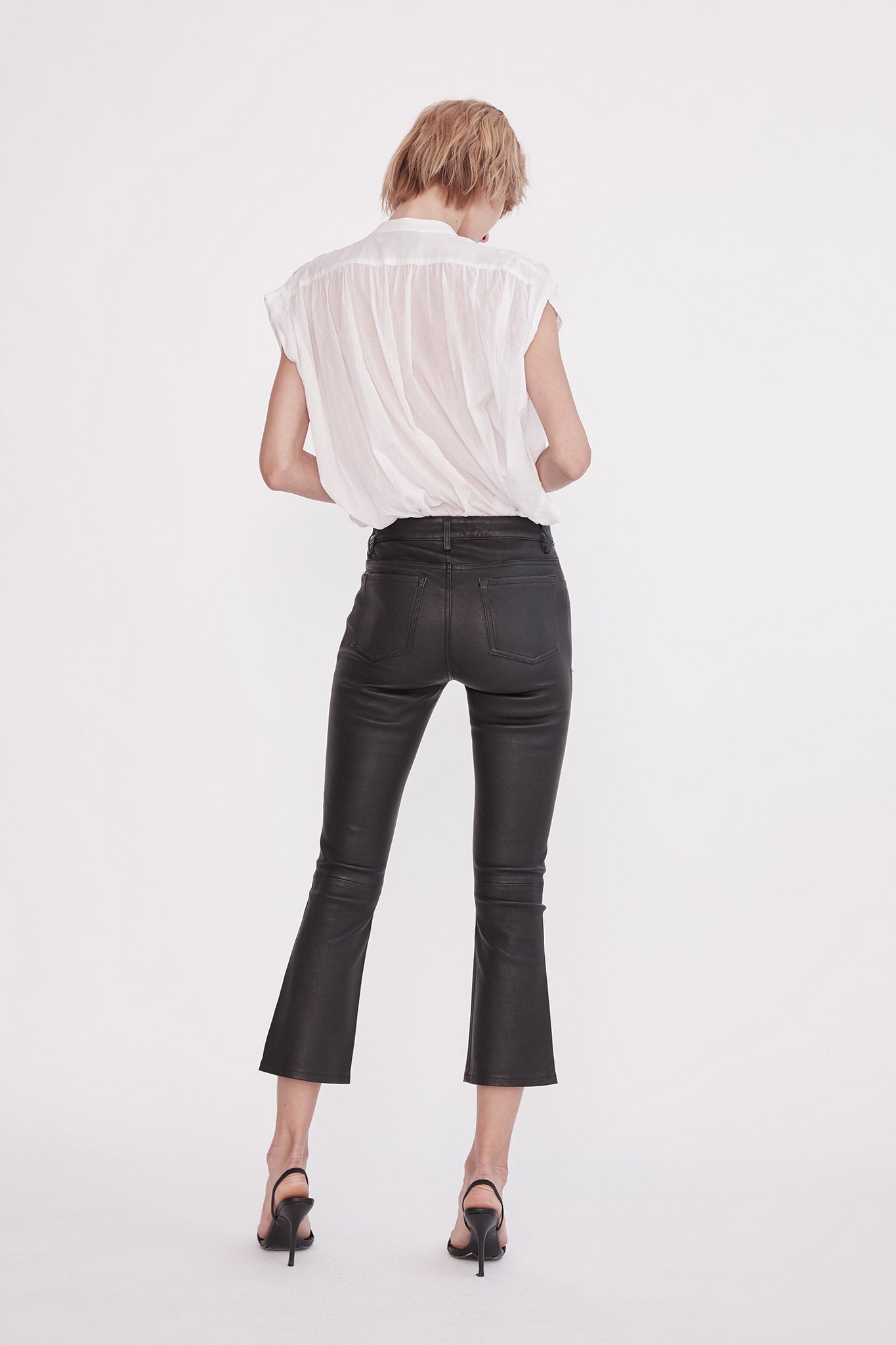 Midtown Kick Flare Pant Black Stretch Leather - SAMPLE