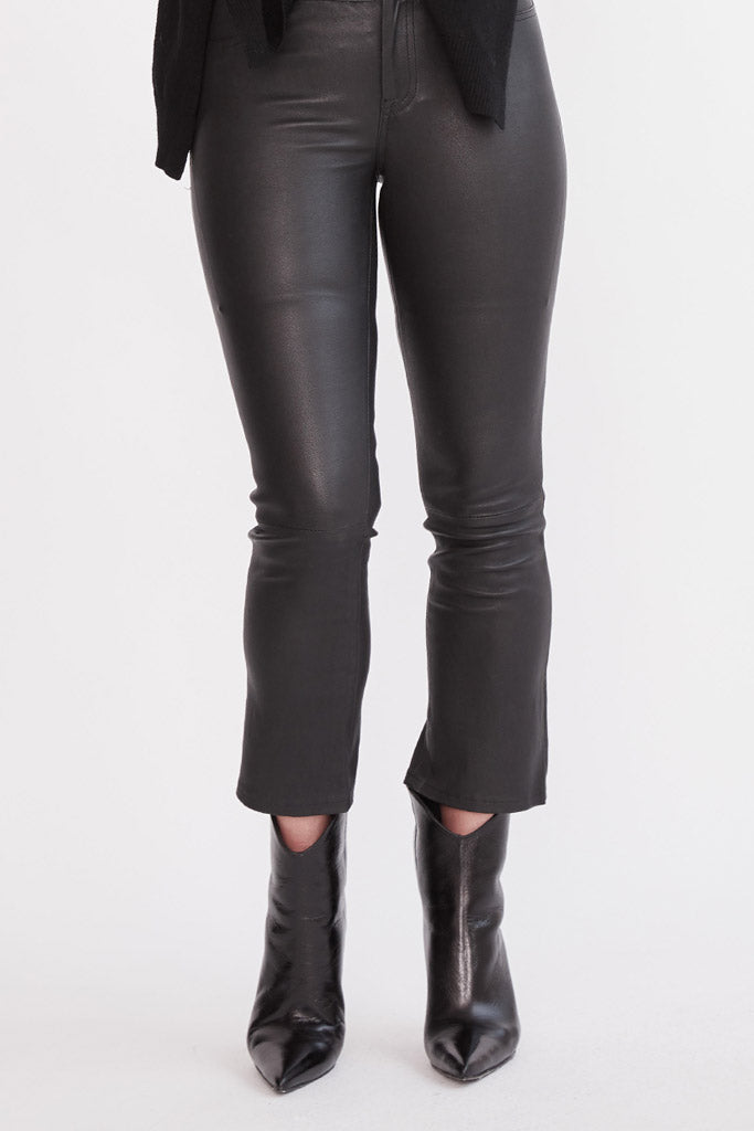Midtown Kick Flare Pant Black Stretch Leather - SAMPLE