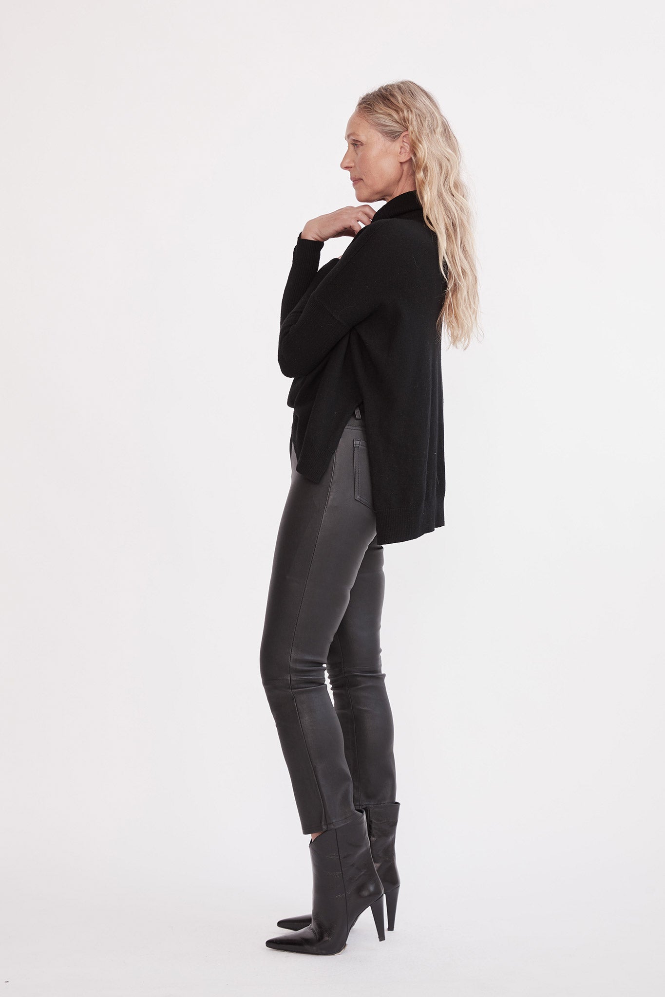 Midtown Kick Flare Pant Black Stretch Leather - SAMPLE