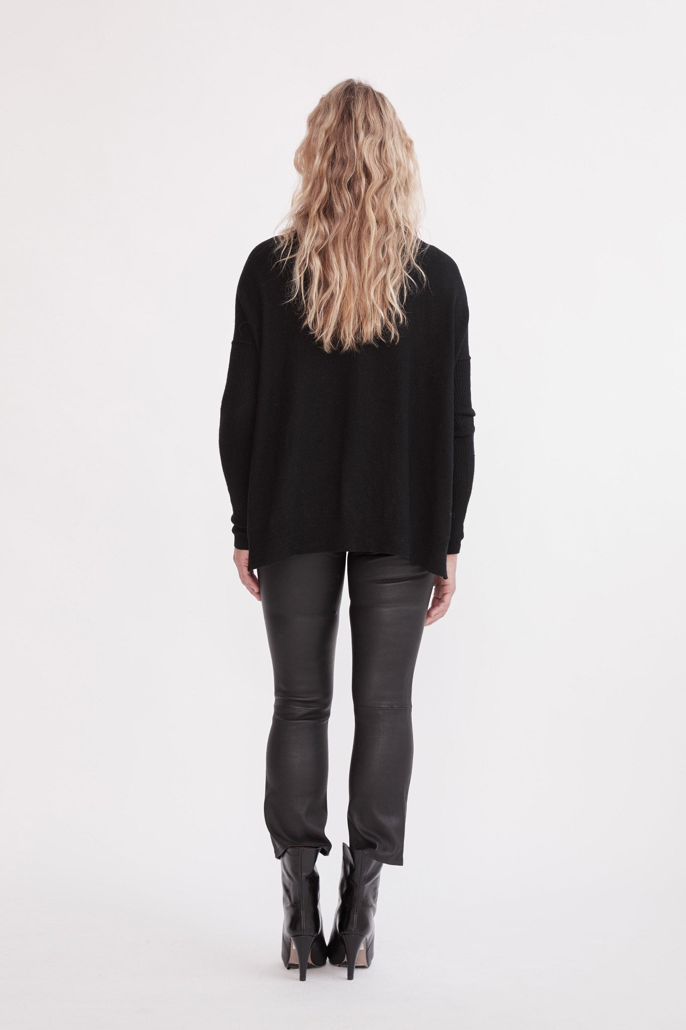 Midtown Kick Flare Pant Black Stretch Leather - SAMPLE