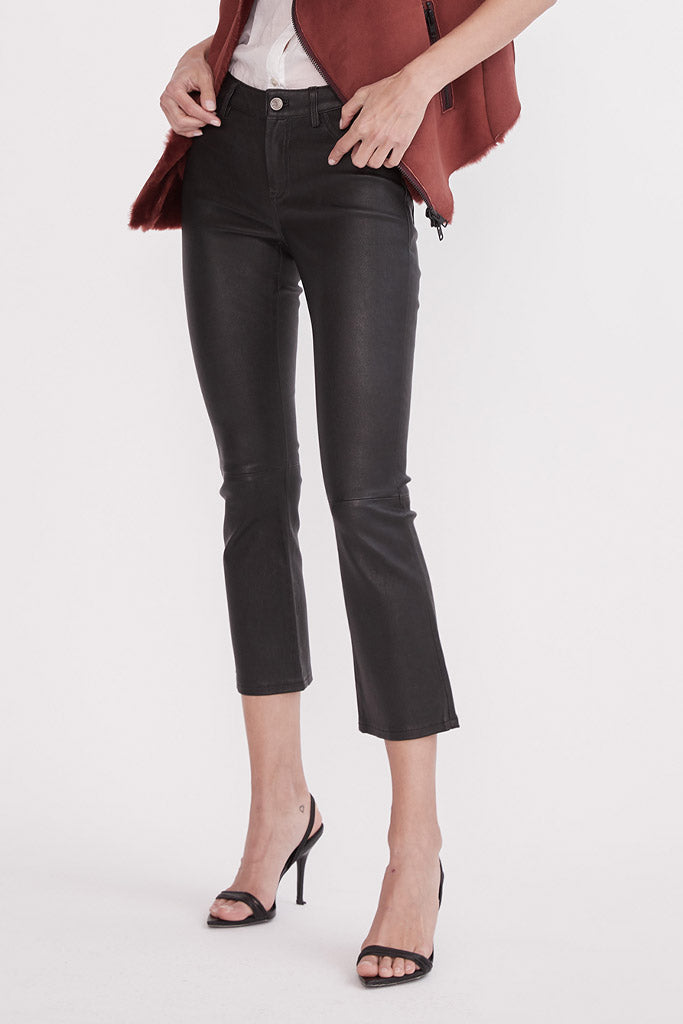 Midtown Kick Flare Pant Black Stretch Leather - SAMPLE