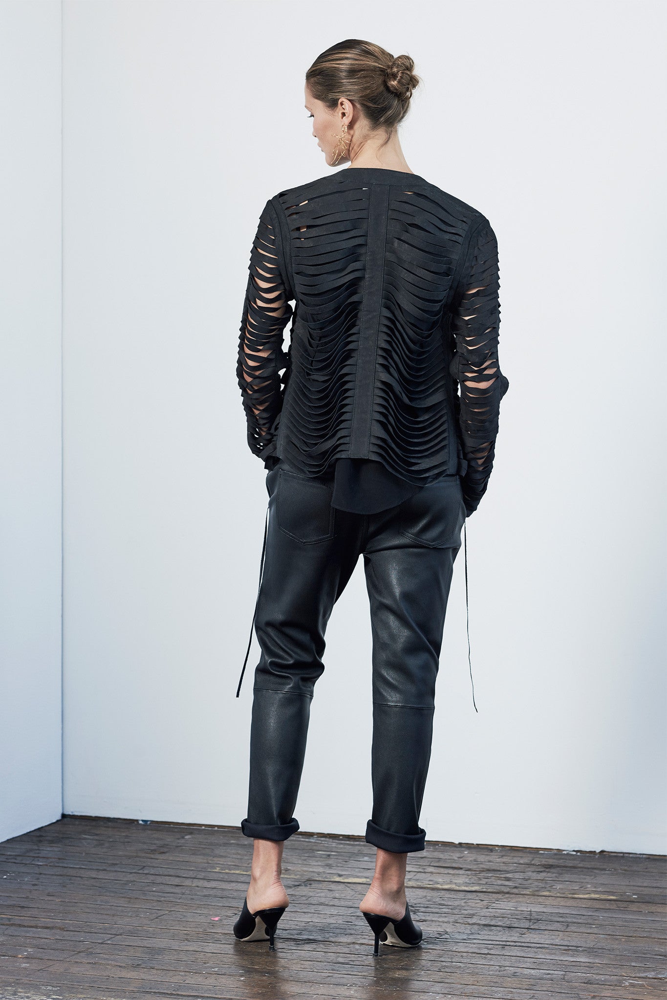 The Balmain Shredded Jacket Black Leather - SAMPLE