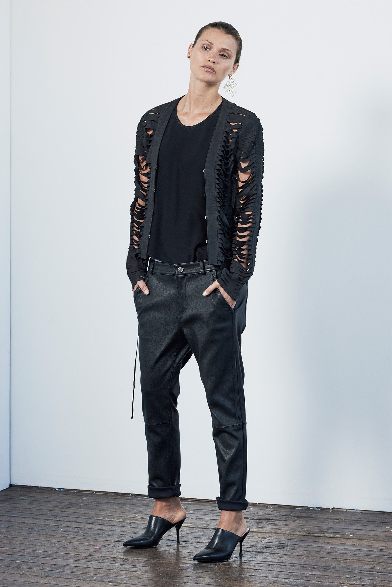 The Balmain Shredded Jacket Black Leather - SAMPLE