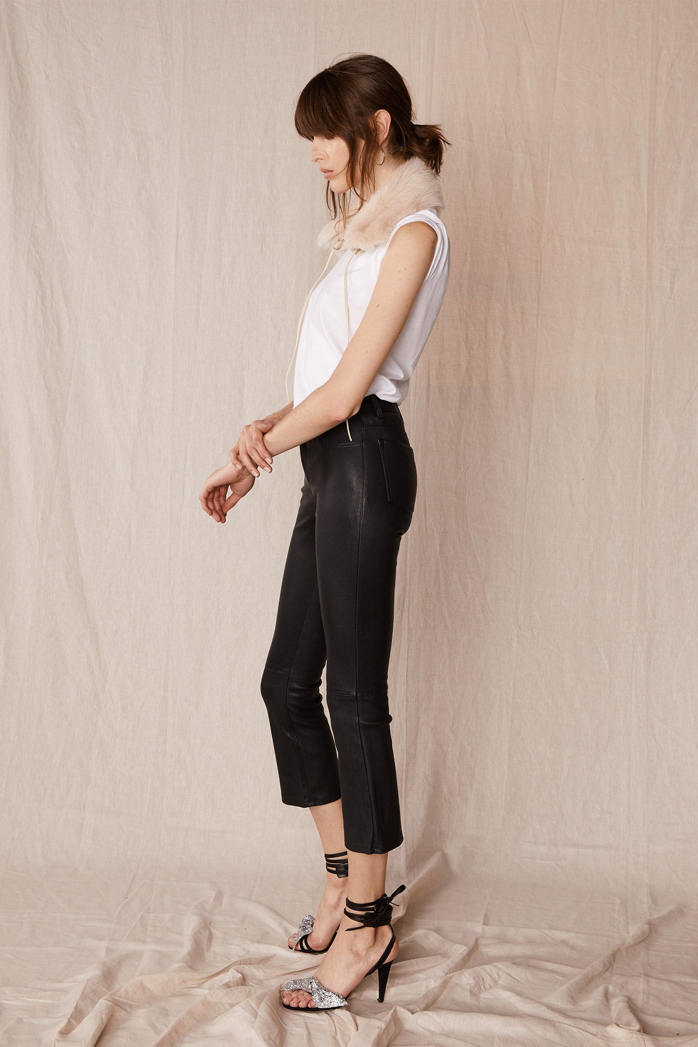 Midtown Kick Flare Pant Black Stretch Leather - SAMPLE