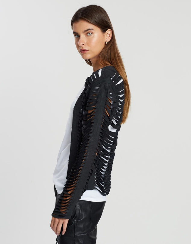 The Balmain Shredded Jacket Black Leather - SAMPLE