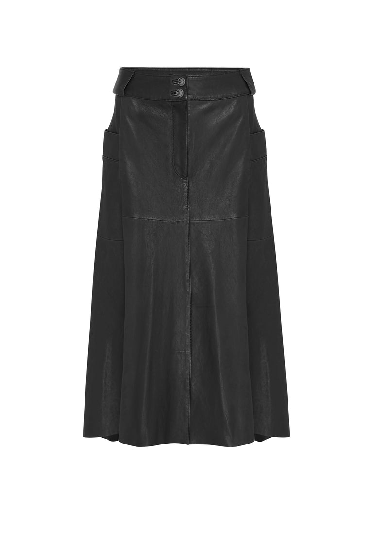 Hudson High-Rise Skirt Black Leather - SAMPLE