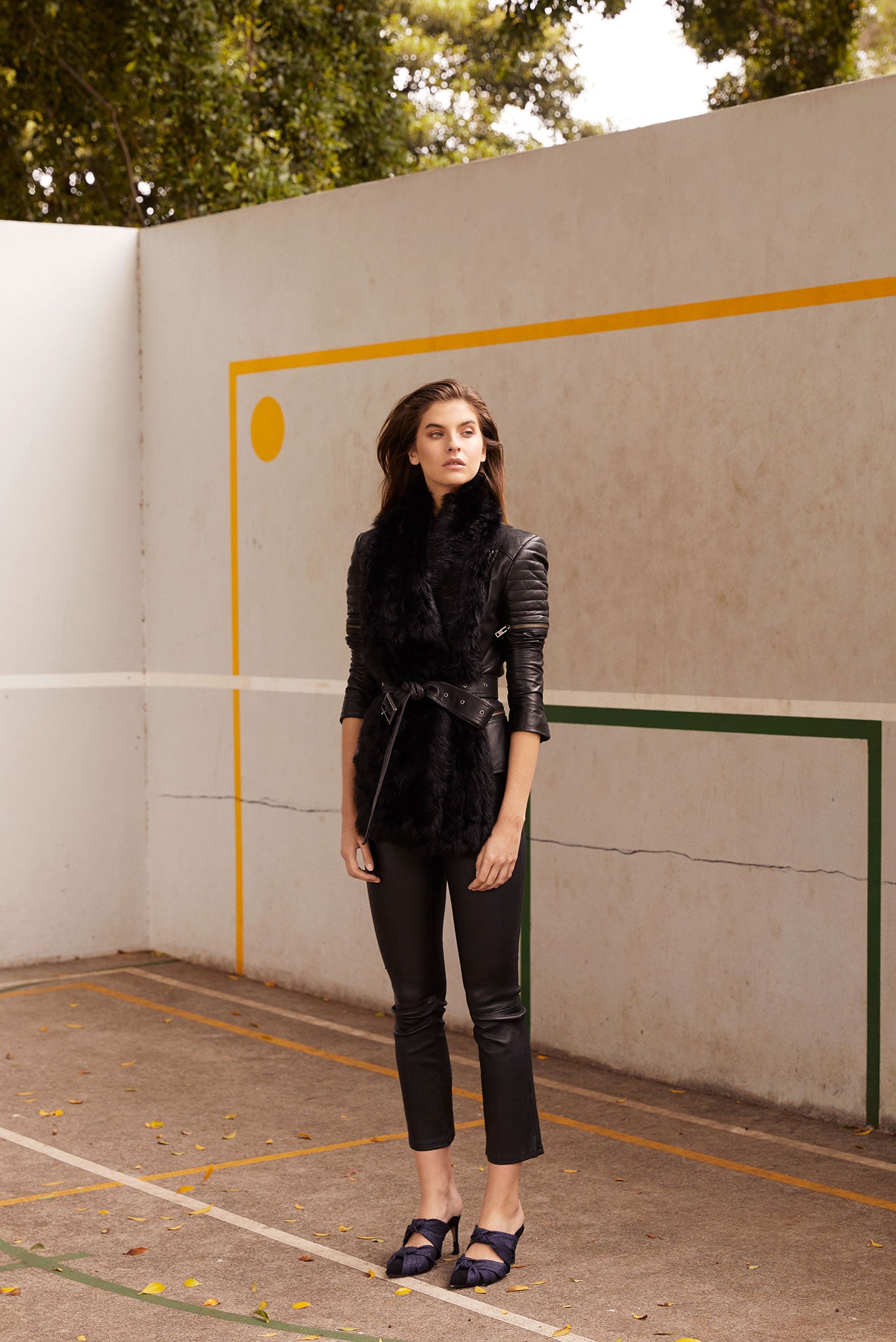 Midtown Kick Flare Pant Black Stretch Leather - SAMPLE