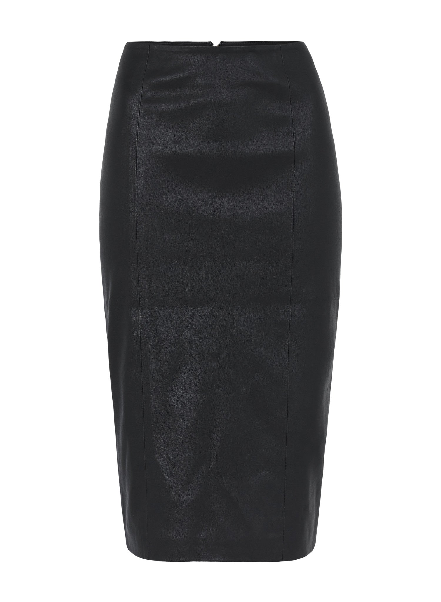 The Americano Pencil Skirt in Black Stretch Leather - SAMPLE