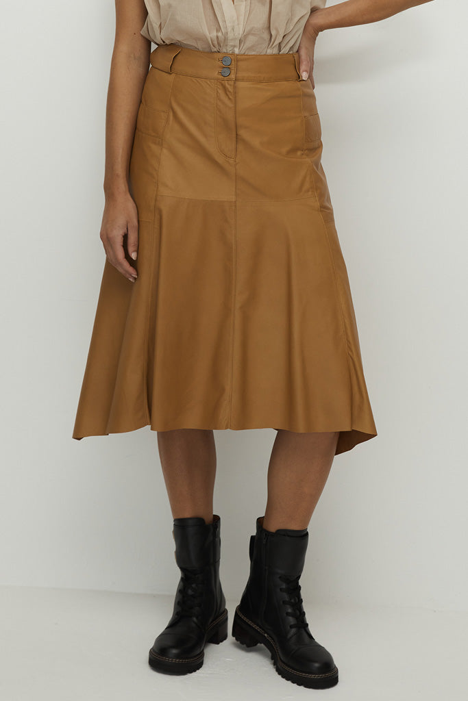 Hudson High-Rise Skirt Toasty Caramel Leather