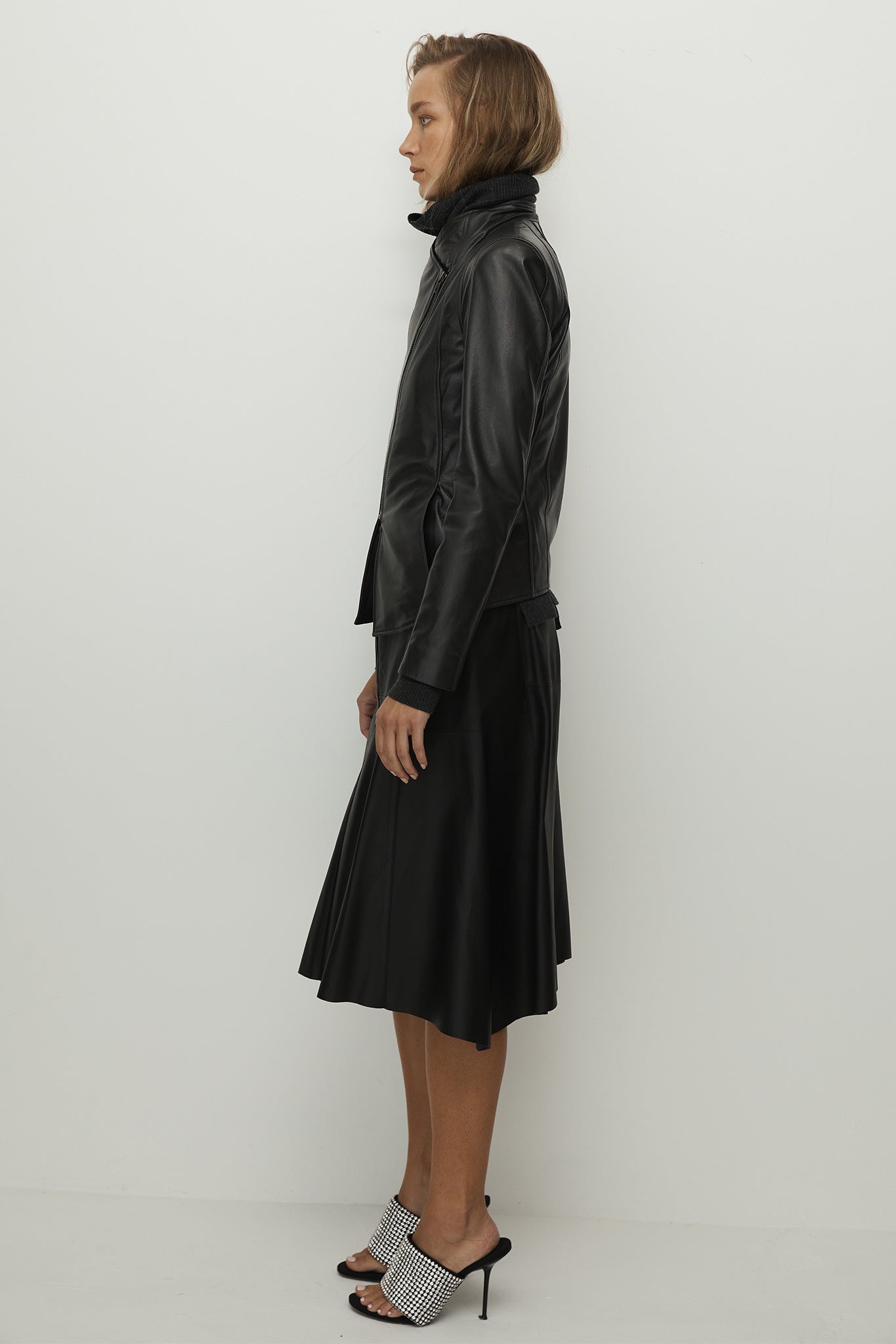 Hudson High-Rise Skirt Black Leather - SAMPLE
