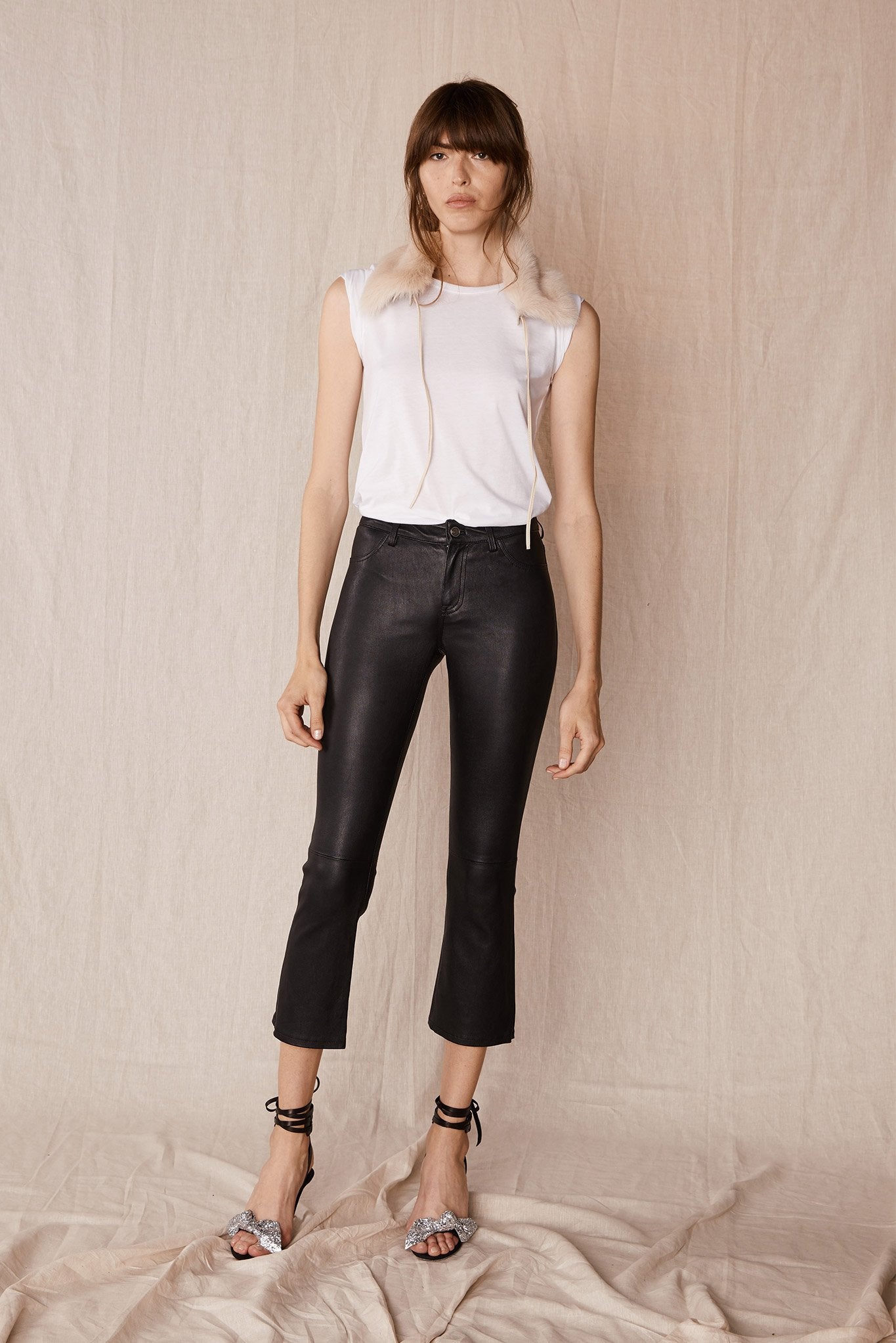 Midtown Kick Flare Pant Black Stretch Leather - SAMPLE