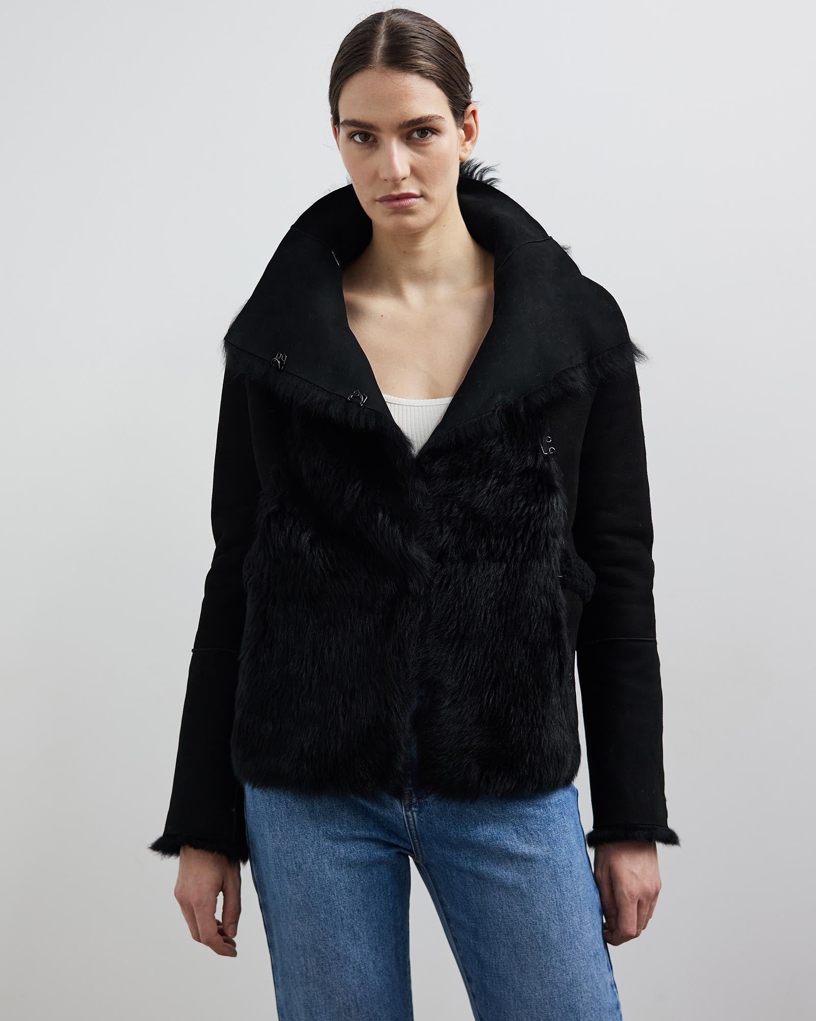 Spring Street Shearling Coat Black Shearling