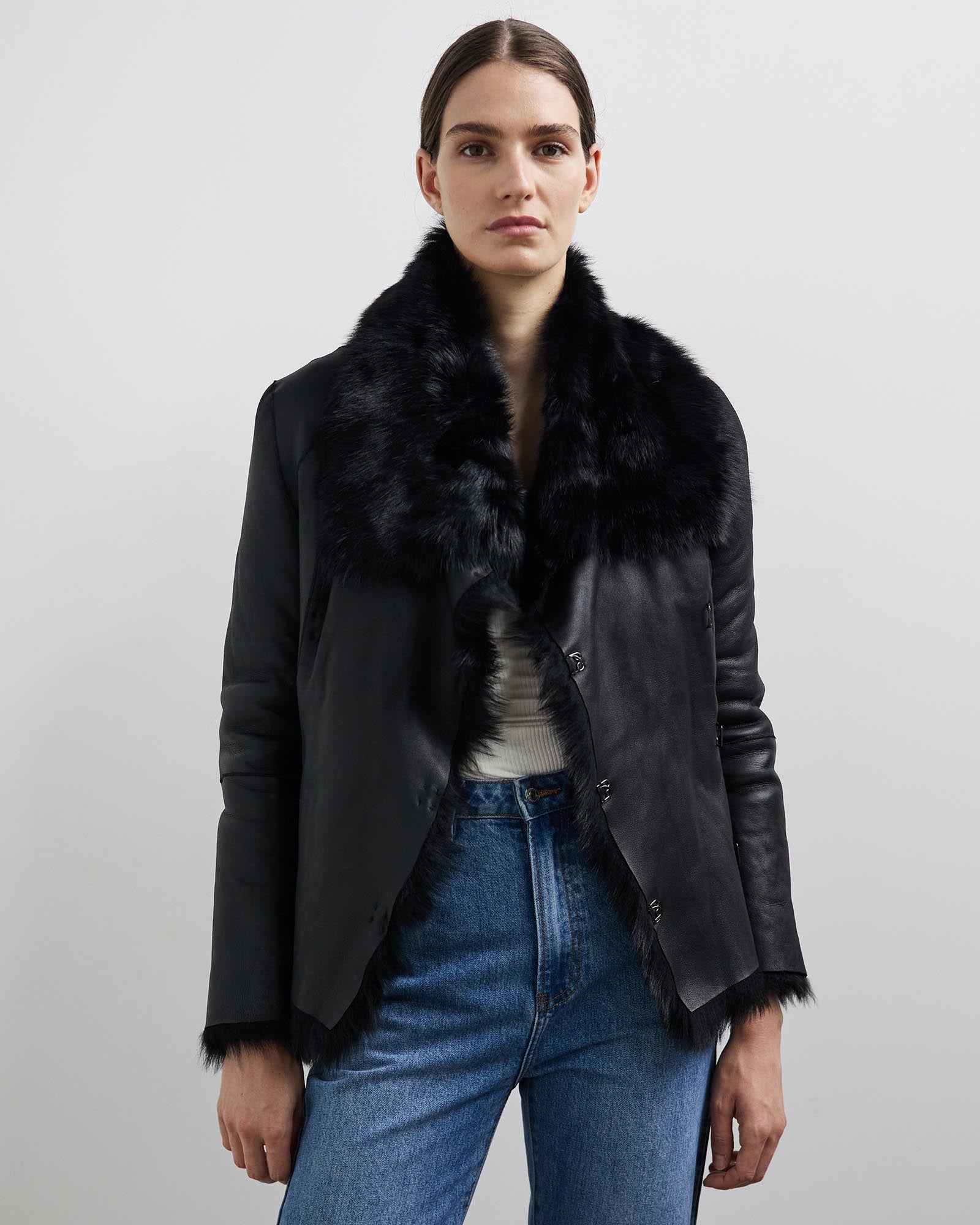 Sutton Place Shearling Coat Black Shearling