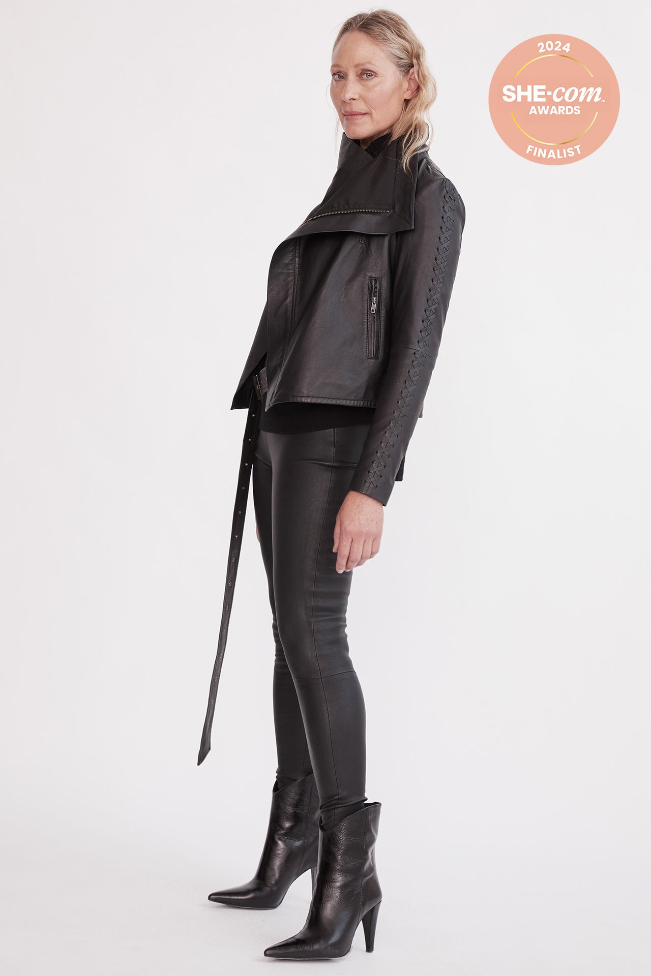 The Paddington Drape Jacket Black Leather