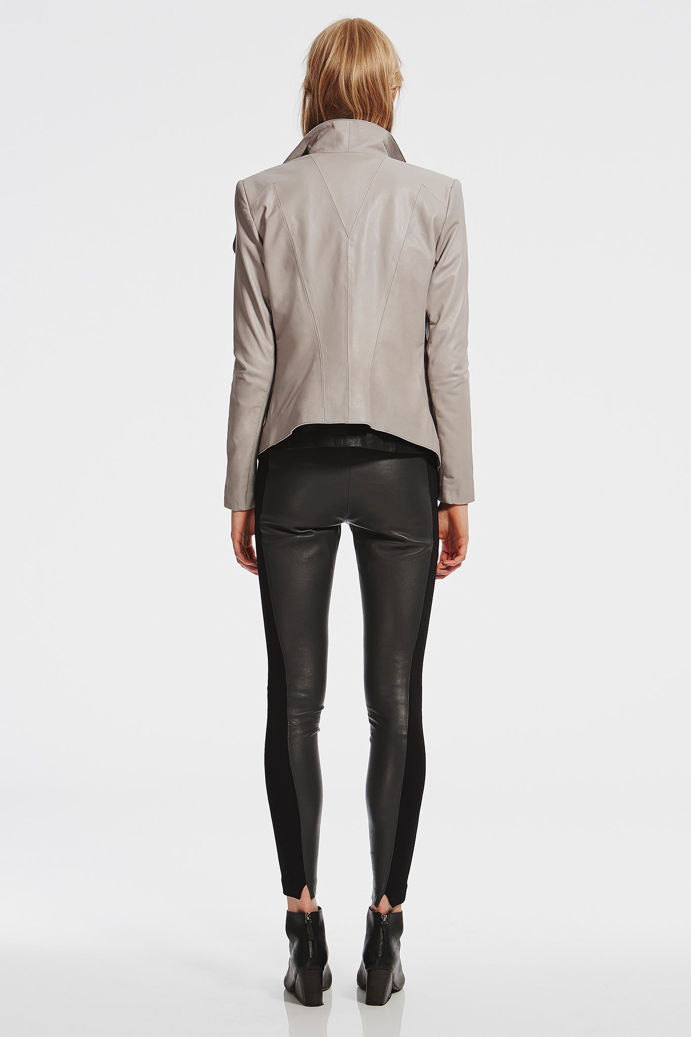 Eldridge Leather & Ponti Skins Leggings in Charcoal - SAMPLE