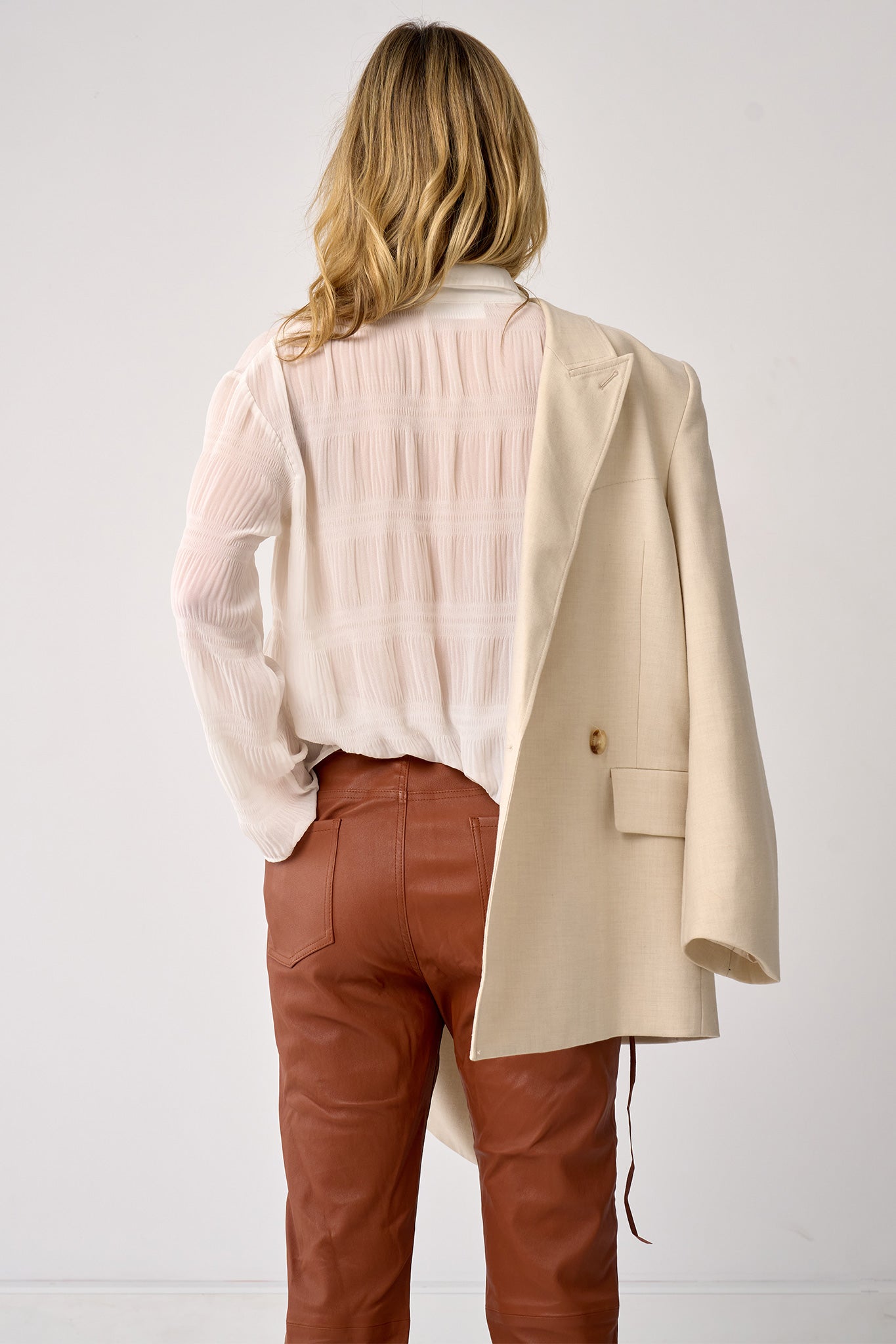 The Bondi Slouch Pant Golden Brown Stretch Leather