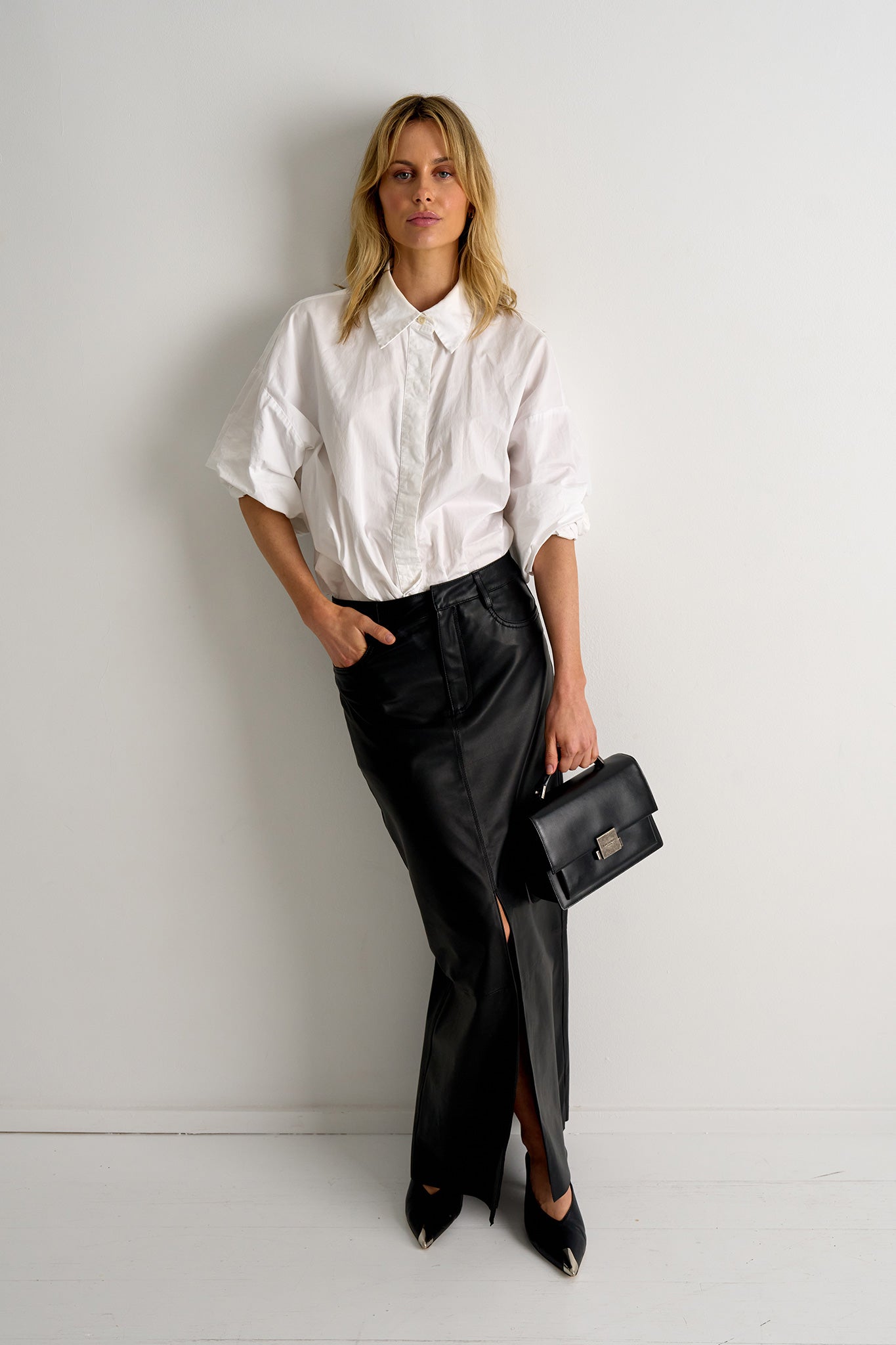 Mercer Maxi Skirt Black Leather