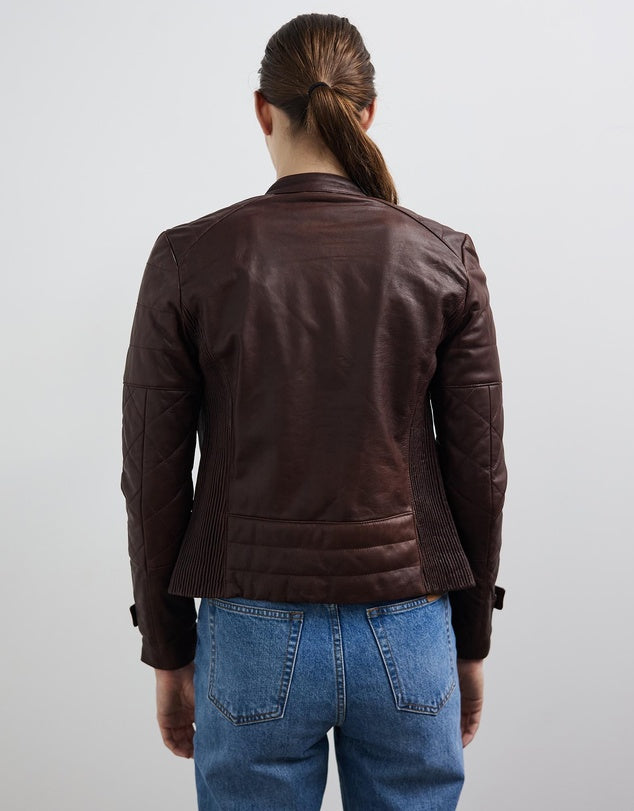 Gramercy Quilted Moto Jacket in Shiraz Leather