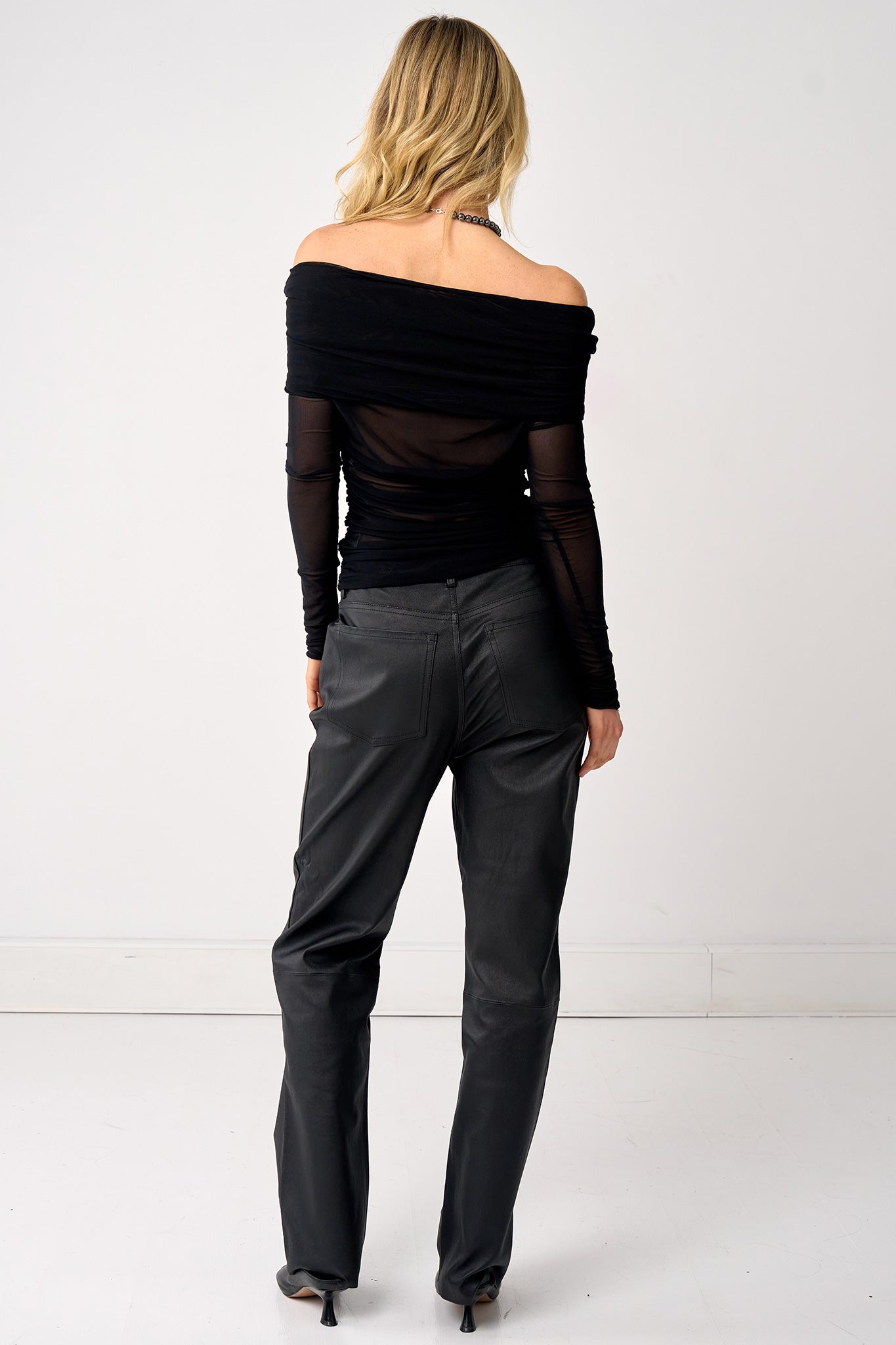 Grove Straight Leg Pant Black Stretch Leather