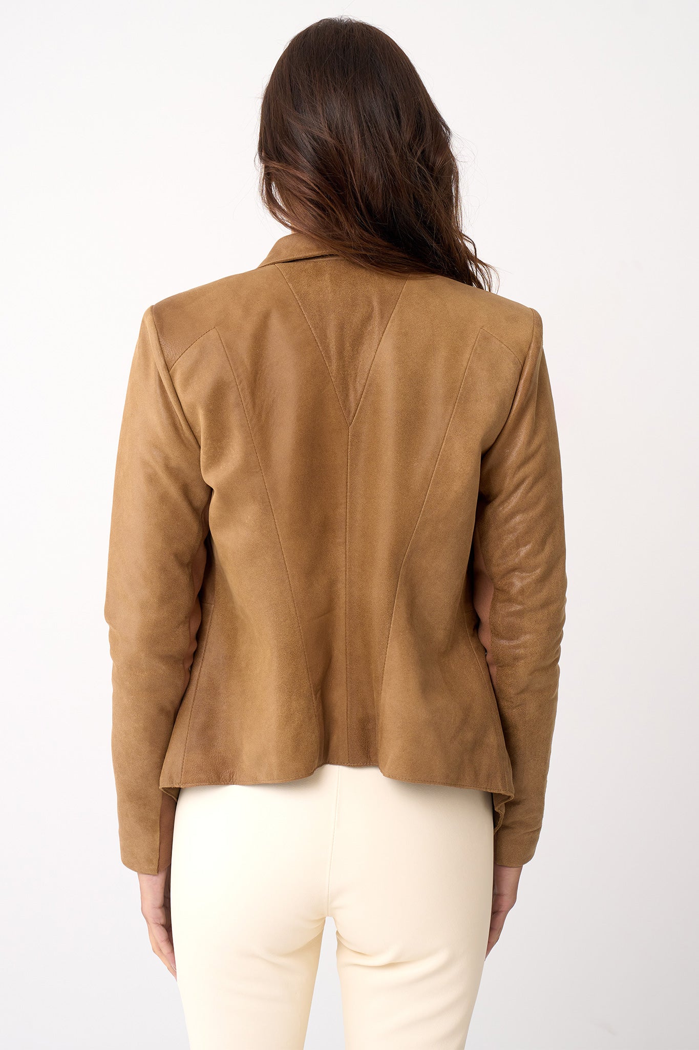 Isabella Drape Jacket Almond Brown Leather