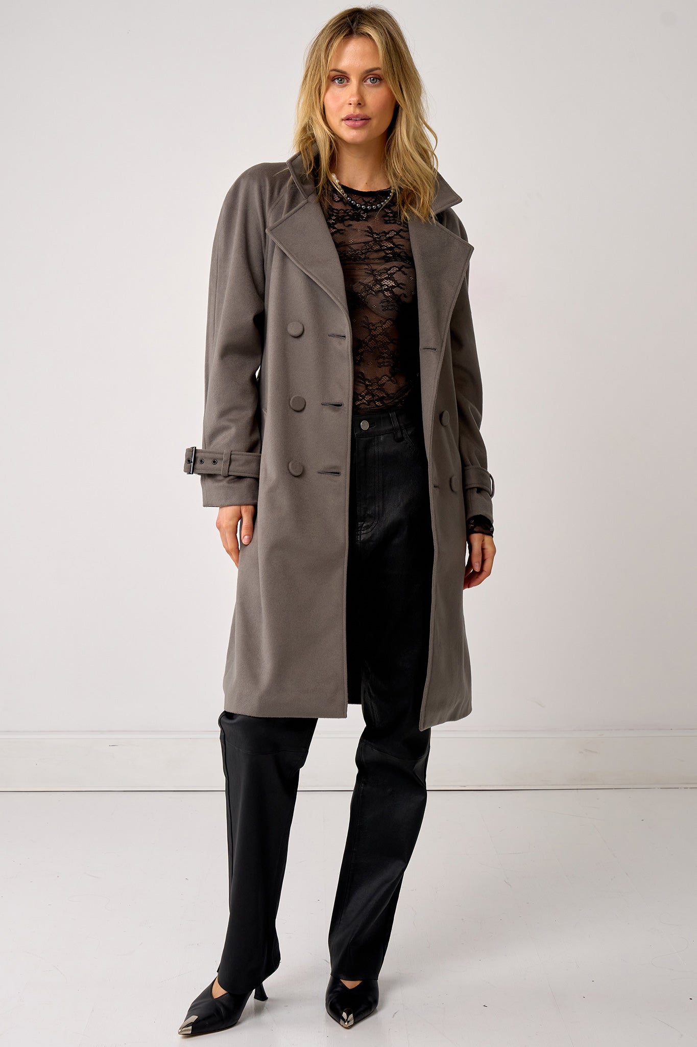 Soho Slouch Trench Grey Wool