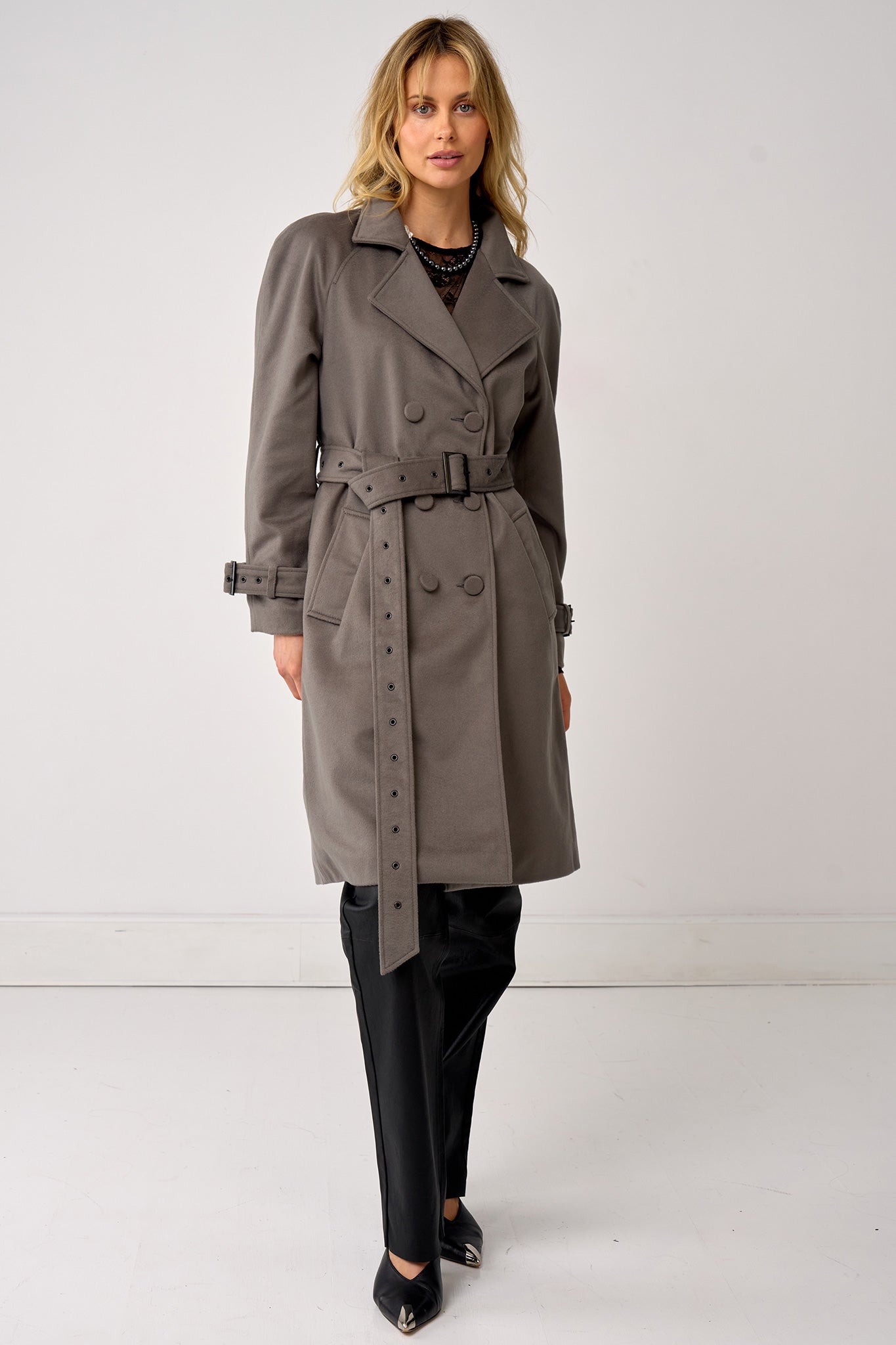 Soho Slouch Trench Grey Wool