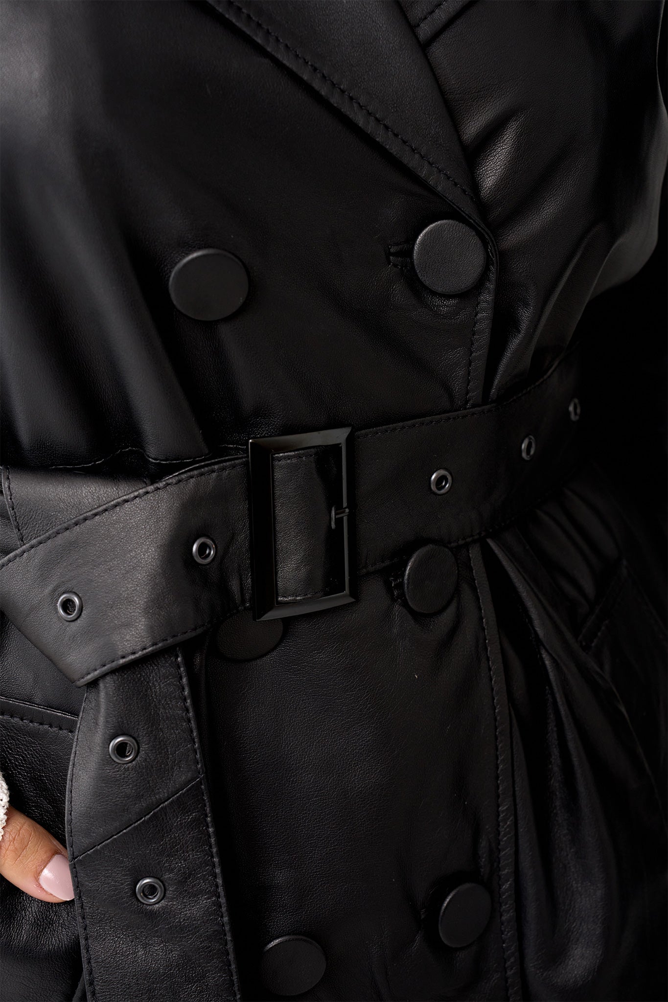 Soho Slouch Leather Trench Black Leather