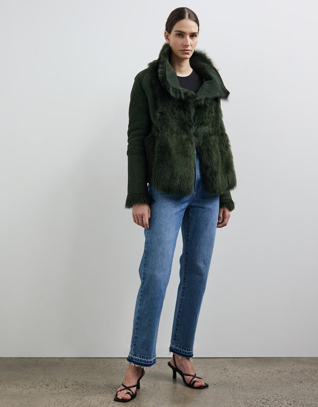 Spring Street Shearling Coat Moss Green Shearling