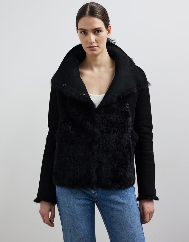 Spring Street Shearling Coat Black Shearling