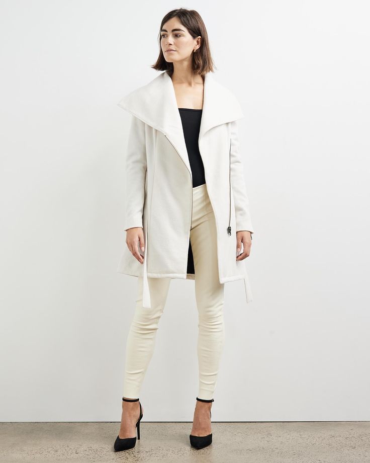 Washington Street Drape Trench Cream Wool