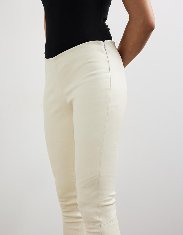 West Broadway Sleek Leather Leggings Seashell White Leather