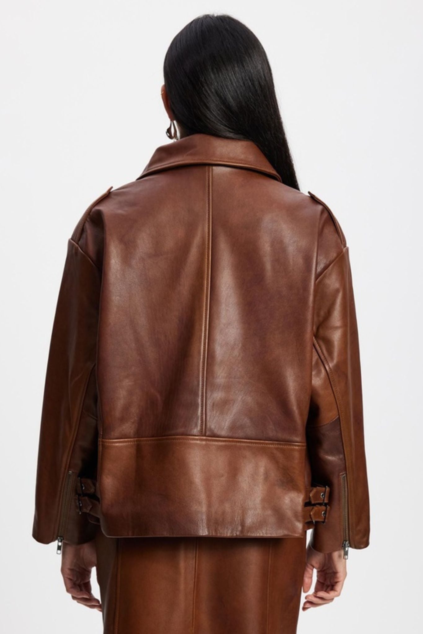 New Yorker Oversized Motor Jacket – Vintage Chocolate Leather
