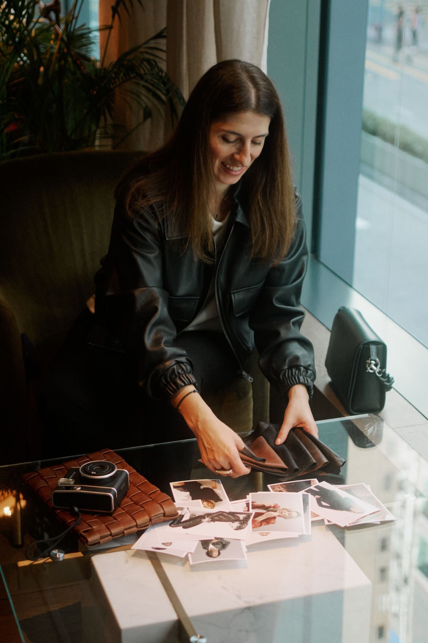 Bedford Bomber Funnel Neck Jacket Black Leather
