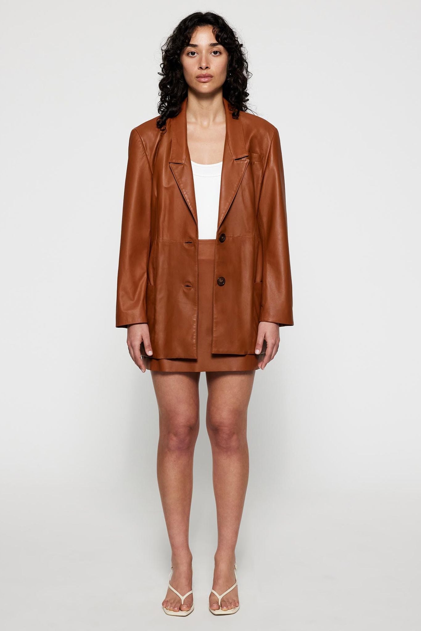 Rockefeller A-line Leather Skirt Orche Leather
