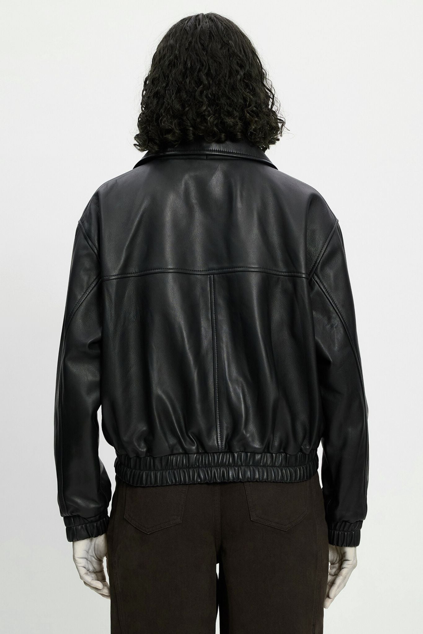 Bedford Bomber Funnel Neck Jacket Black Leather