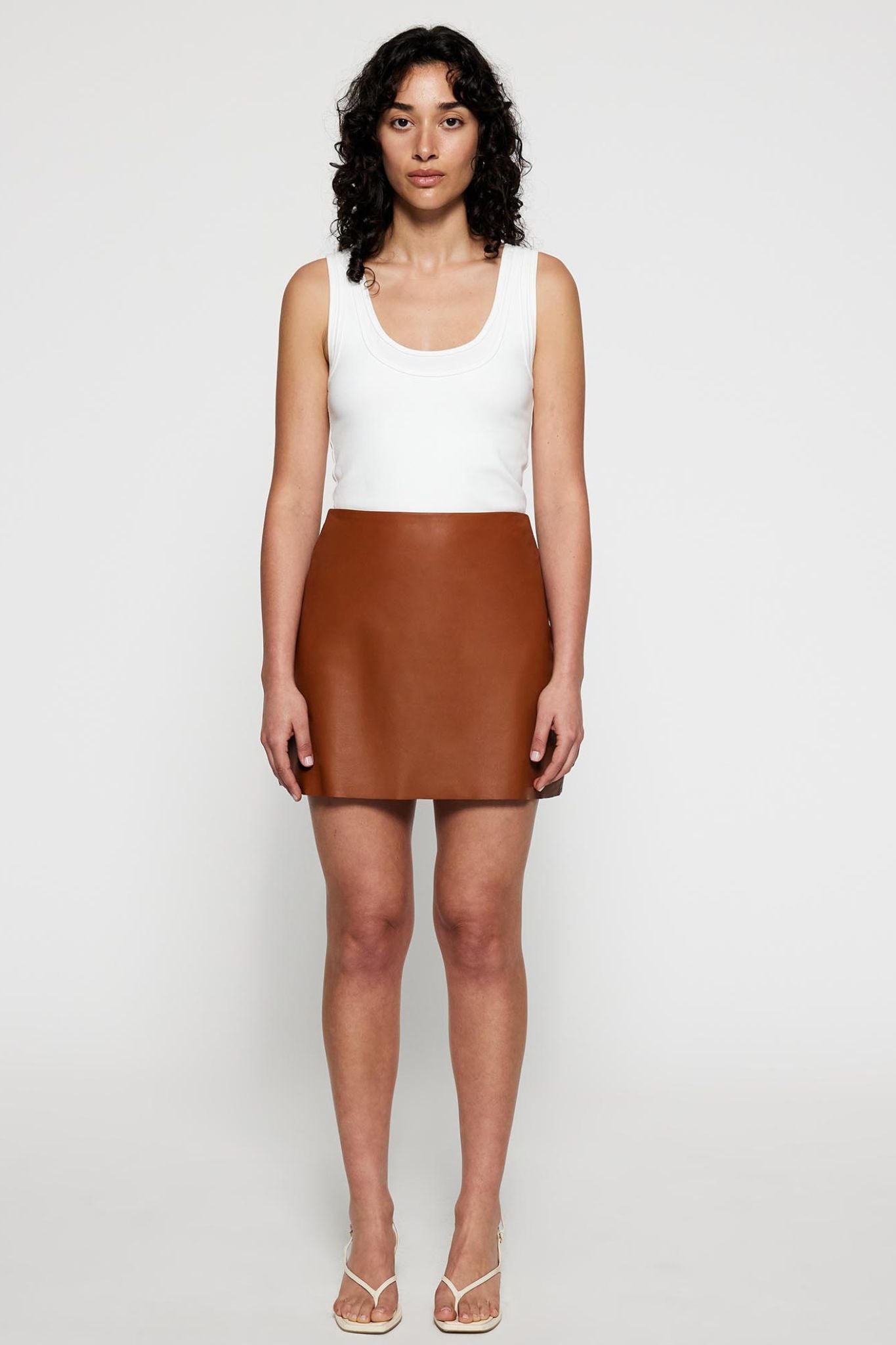 Rockefeller A-line Leather Skirt Orche Leather