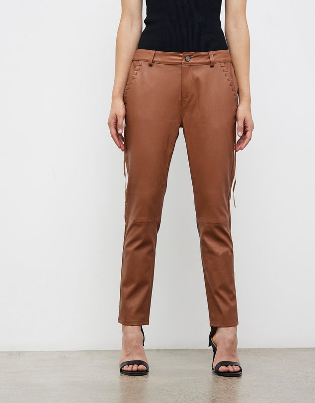 The Bondi Slouch Pant Golden Brown Stretch Leather