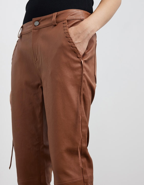 The Bondi Slouch Pant Golden Brown Stretch Leather