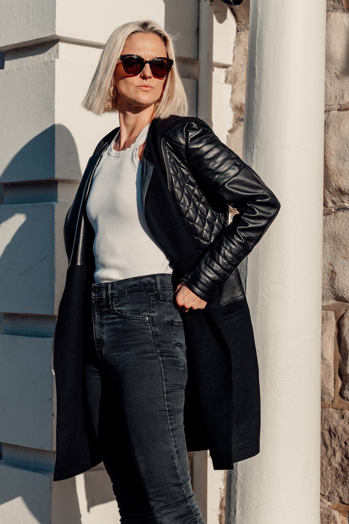 Sezane Ziggy Leather Moto Jacket - LivvyLand | Austin Fashion and Style  Blogger