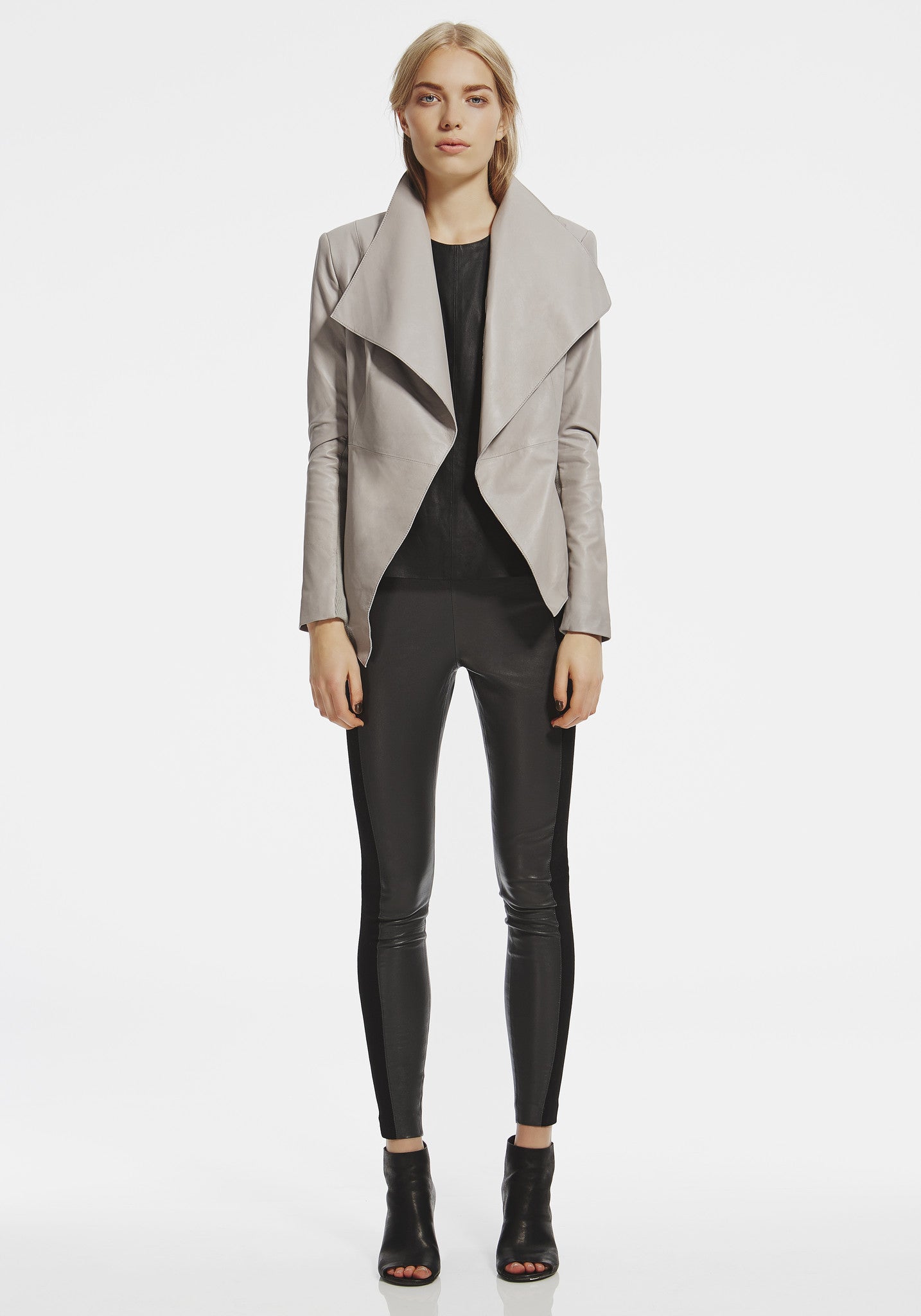 Eldridge Leather & Ponti Skins Leggings in Charcoal - SAMPLE